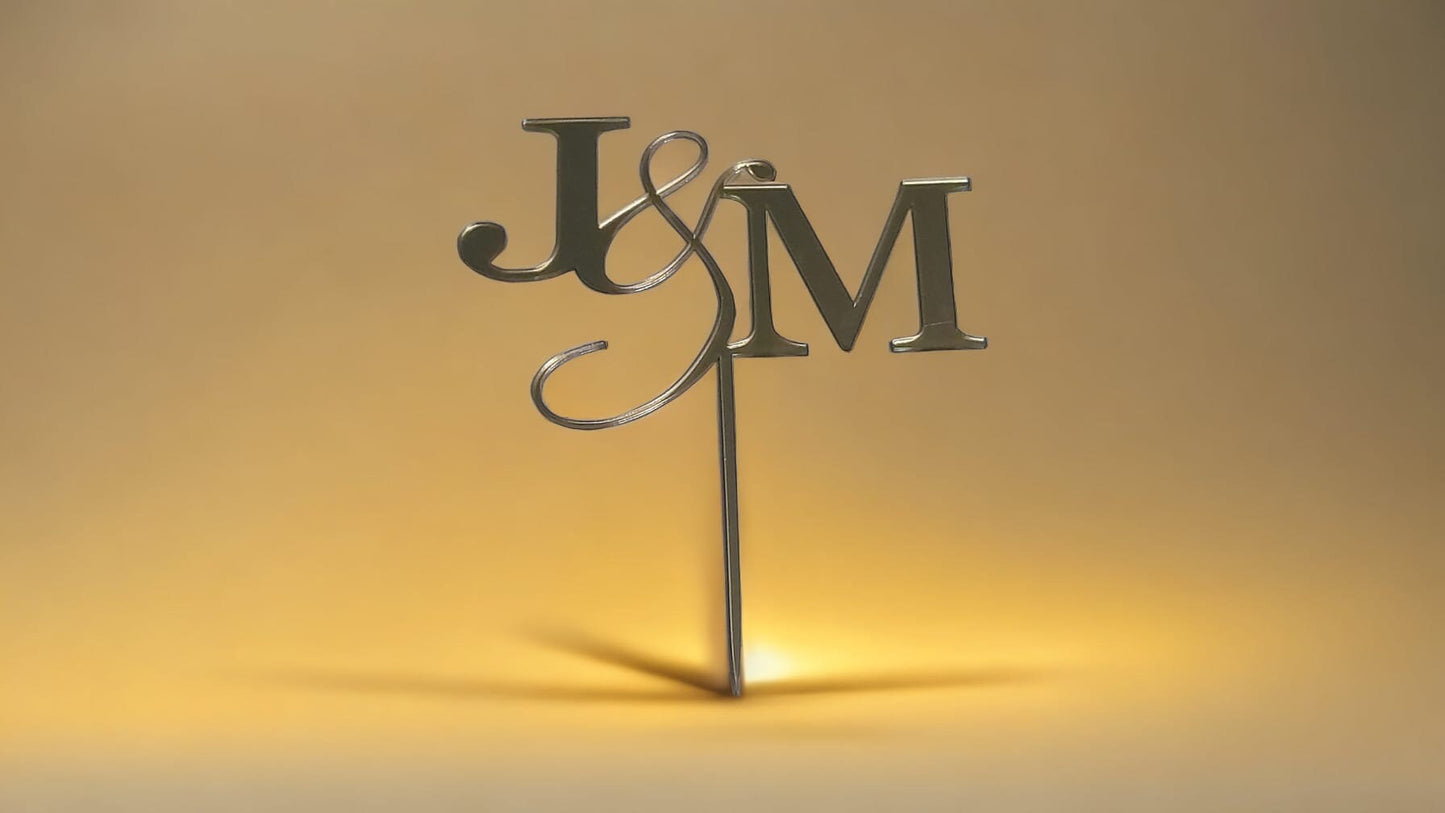 Custom Acrylic Initials Cake Topper Personalised for Weddings Anniversary Engagement