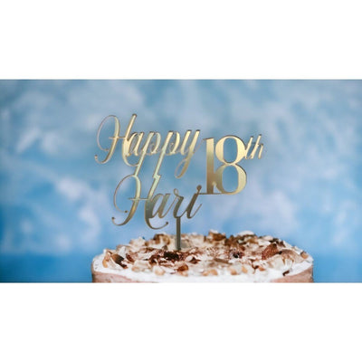 Personalized Gold Mirror Acrylic Cake Topper for Birthday