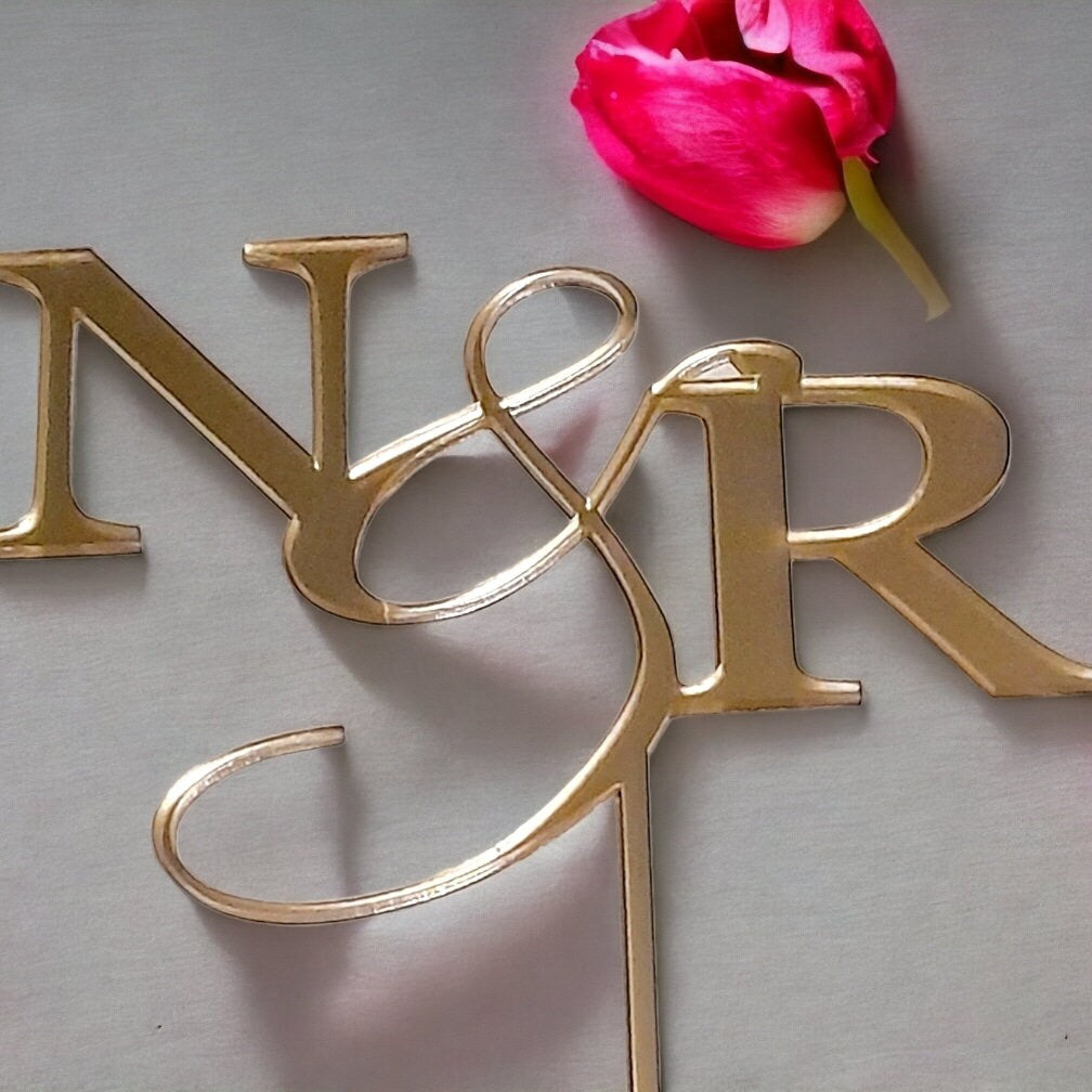 Custom Acrylic Initials Cake Topper Personalised for Weddings Anniversary Engagement