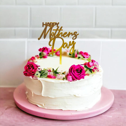Happy Mother's Day Cake Topper | Gold Mothers Day Decoration Acrylic Cake Toppers | Best Mum Ever Gift Tag