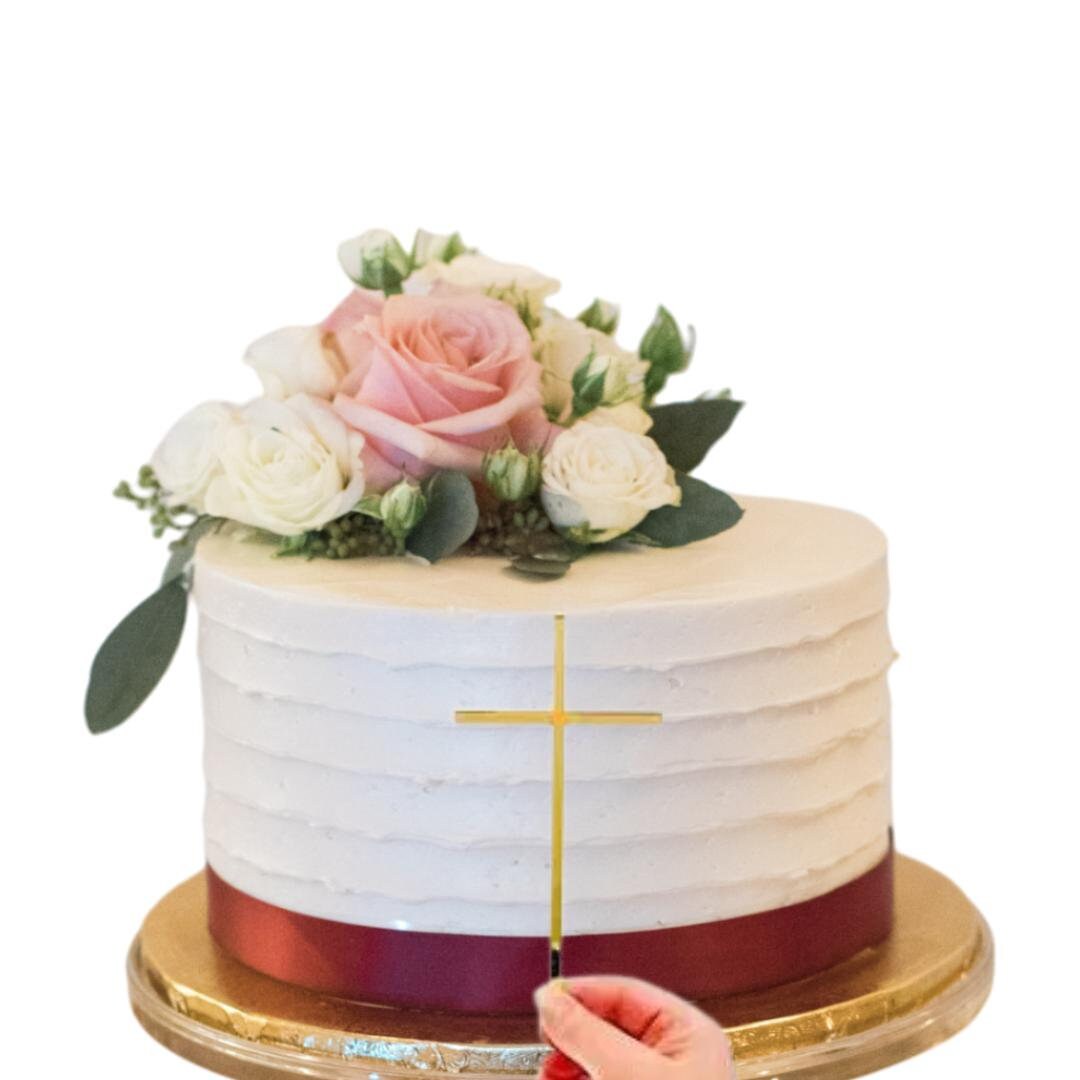 Cross Cake Charm, Mirror Acrylic Cross Cupcake Topper Christening Cake Topper Baptism Cake Charms Silver Gold First Holy Communion God Bless