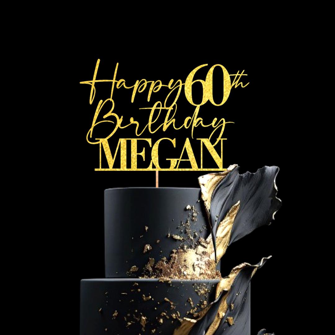 Happy Birthday Party Decoration Custom Glitter Personalised Cake Topper Any Age & Name Mum Dad Grandma Grandad 30th 40th 50th 60th 70th 80th