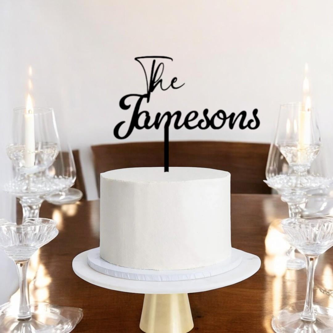 Rustic Personalized Wedding Cake Topper, Custom Script Cake Topper for Wedding, Mr and Mrs Cake Toppers