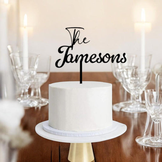 Rustic Personalized Wedding Cake Topper, Custom Script Cake Topper for Wedding, Mr and Mrs Cake Toppers