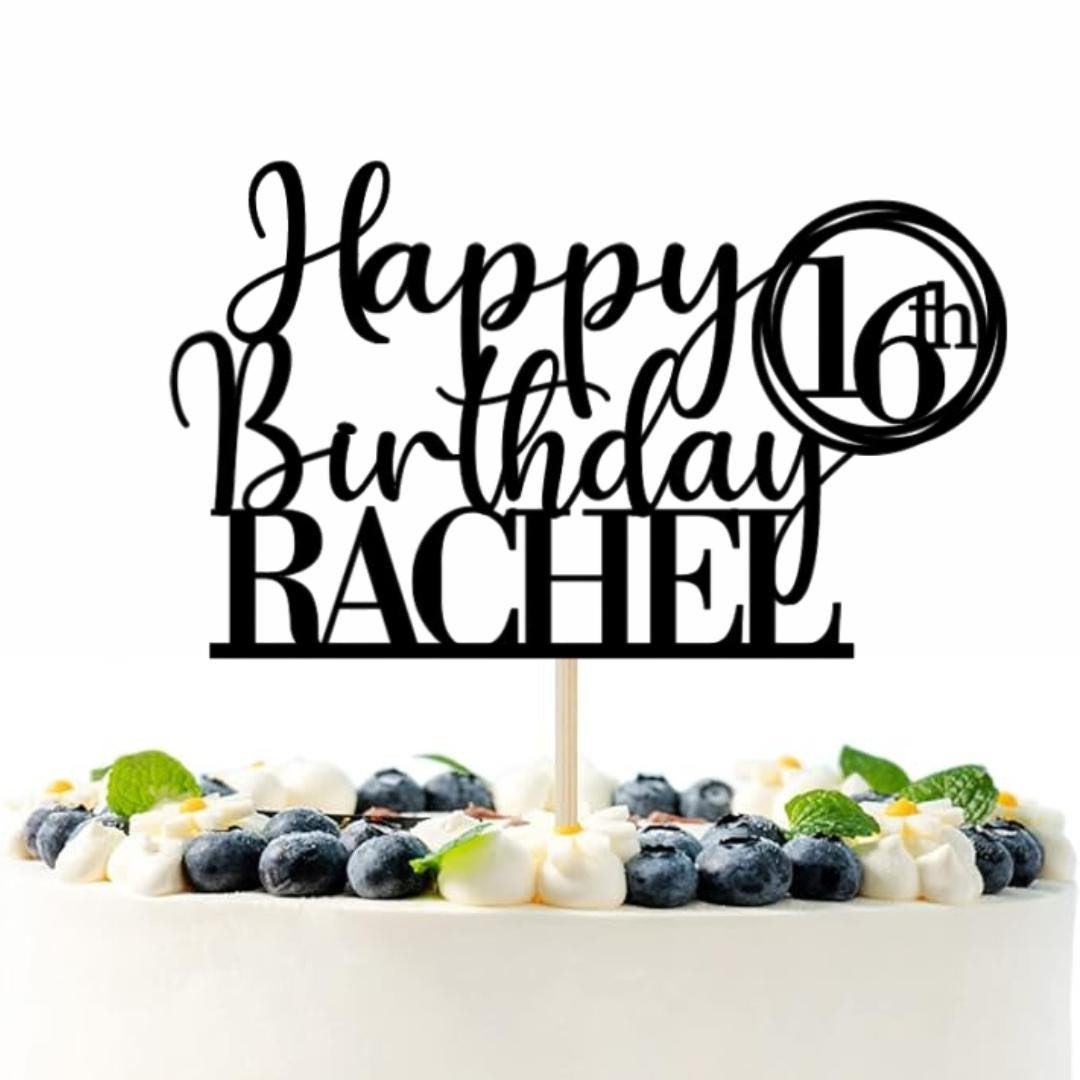 Happy 50th Birthday Cake Topper, Personalised Happy Birthday Glitter Cake Topper | Custom Colour Any Name & Any Age Glitter Card Cake Decoration by DISPLAY AND WONDER