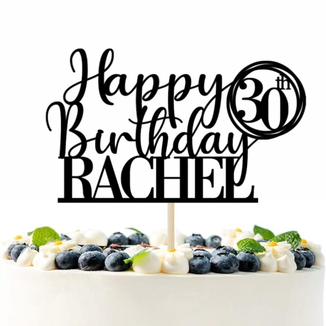 Happy 50th Birthday Cake Topper, Personalised Happy Birthday Glitter Cake Topper | Custom Colour Any Name & Any Age Glitter Card Cake Decoration by DISPLAY AND WONDER