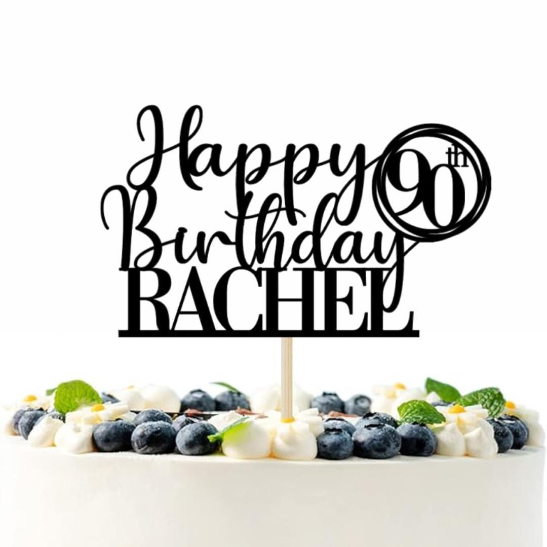 Happy 50th Birthday Cake Topper, Personalised Happy Birthday Glitter Cake Topper | Custom Colour Any Name & Any Age Glitter Card Cake Decoration by DISPLAY AND WONDER