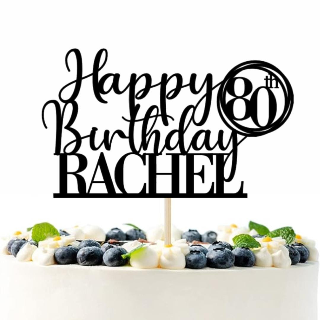 Happy 50th Birthday Cake Topper, Personalised Happy Birthday Glitter Cake Topper | Custom Colour Any Name & Any Age Glitter Card Cake Decoration by DISPLAY AND WONDER