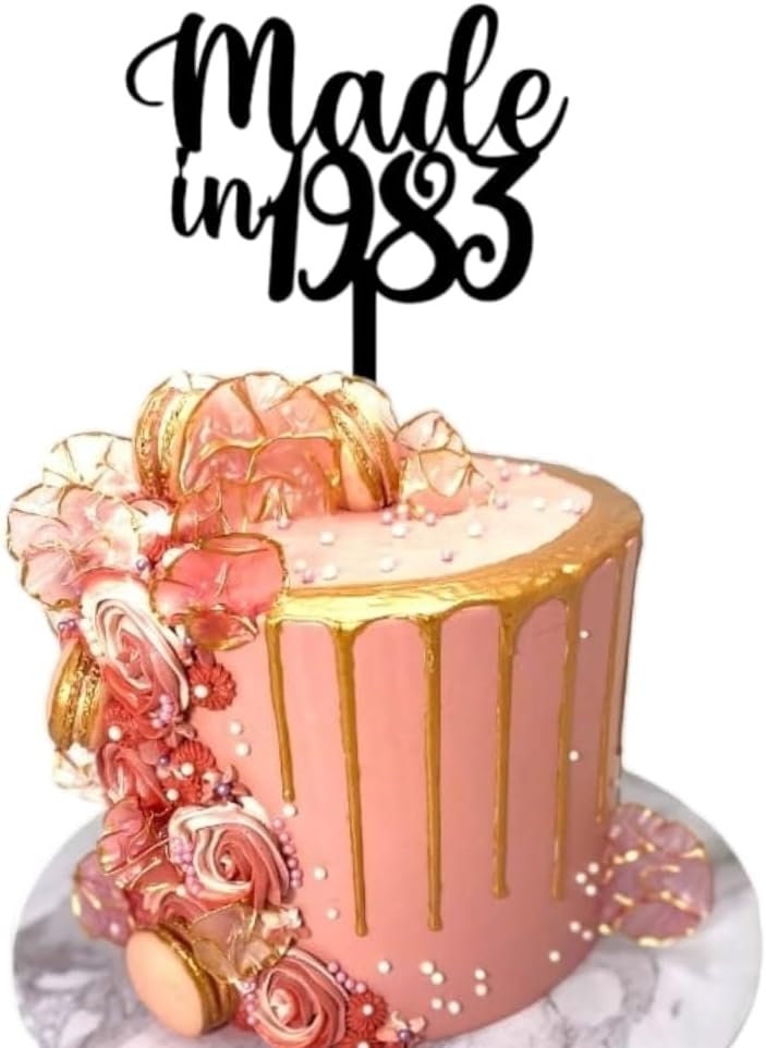 Made in 1983 Acrylic Cake Topper, 1973, 1993, 1963, 1953, 2000, 2010, 2020 Acrylic Toppers - Personalised - ANY Year 40th, 30th, 20th, 13th