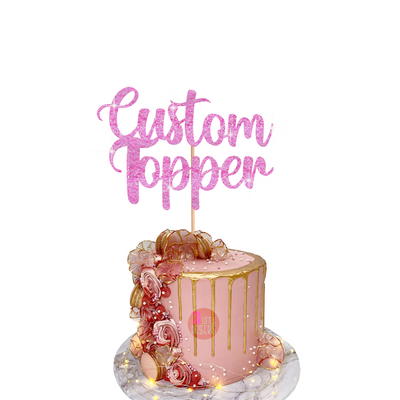 Custom Cake Topper Made From Premium Double Sided Glitter Card