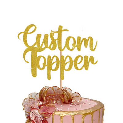 Custom Cake Topper Made From Premium Double Sided Glitter Card
