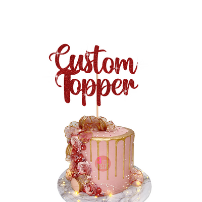Custom Cake Topper Made From Premium Double Sided Glitter Card