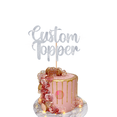 Custom Cake Topper Made From Premium Double Sided Glitter Card
