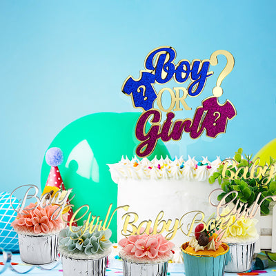 Boy or Girl Gender Reveal Cake Topper Set