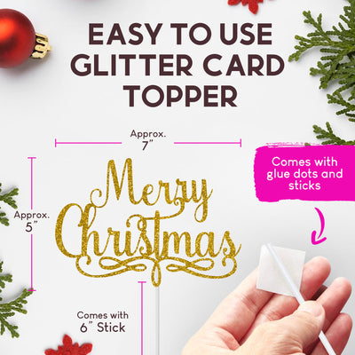 Christmas Cake Topper Premium Glitter Card