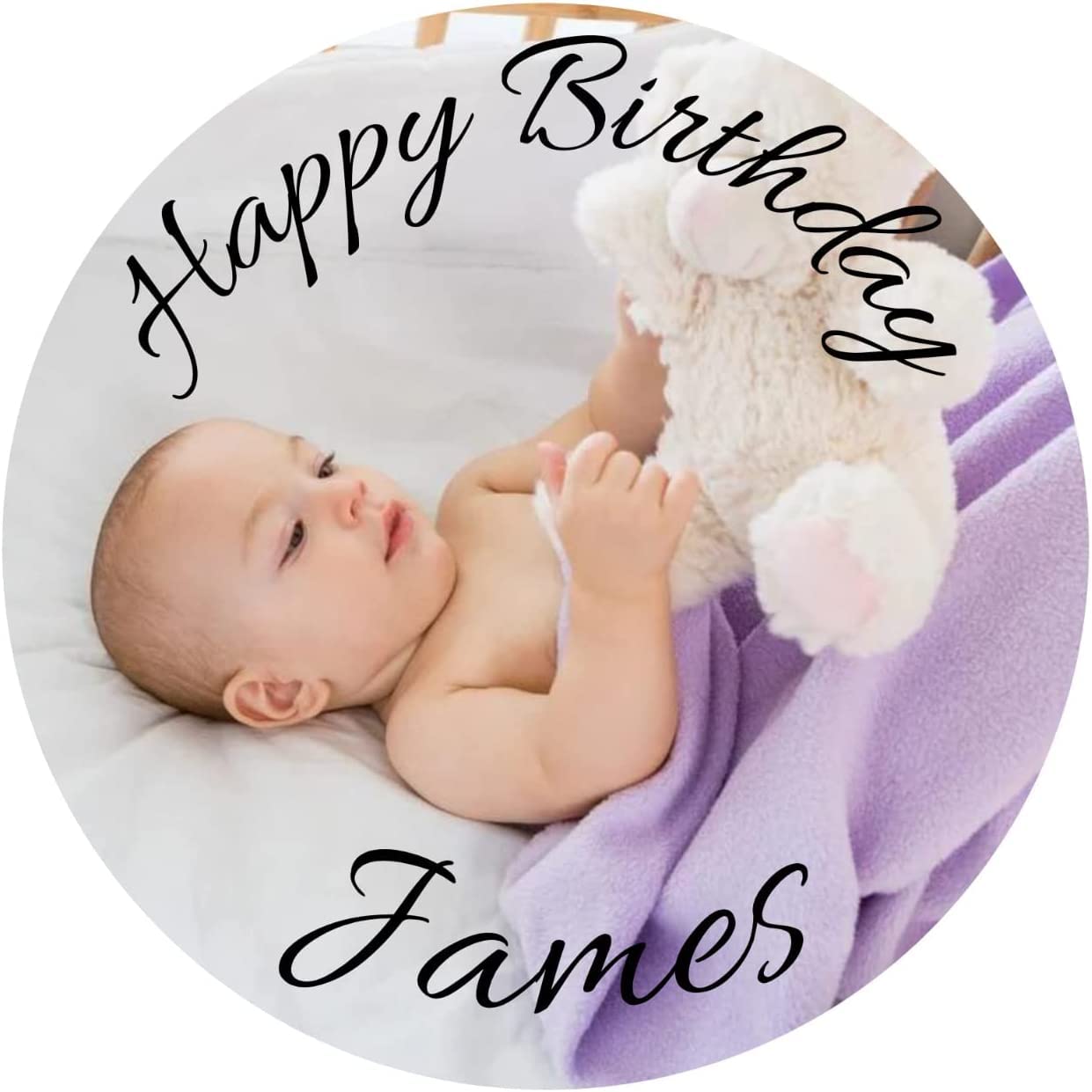 Edible Icing Cake Topper, Personalised Happy Birthday Image Toppers with Custom Text