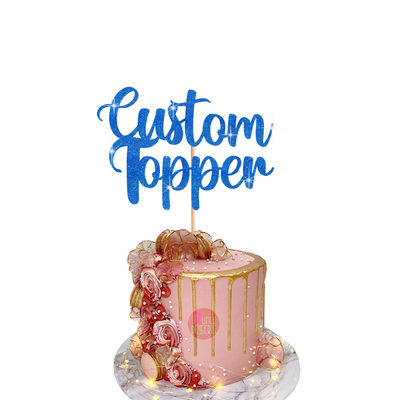 Custom Cake Topper Made From Premium Double Sided Glitter Card